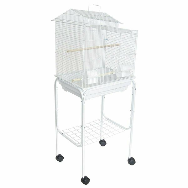 Peticare 1784-4724WHT Bar Spacing Barn Top Bird Cage with Stand, White PE2690804